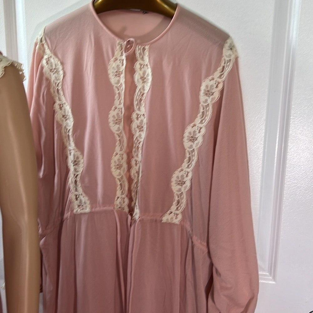 Vtg 1960s dusty pink GILEAD lace night gown 2 pieces dress and robe coquette M - Picture 5 of 9